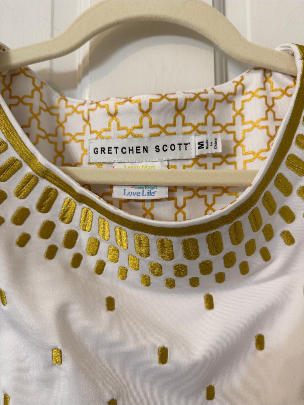 Gretchen Scott Rocket Girl white with gold embroidered Trim M like new - Picture 6 of 14